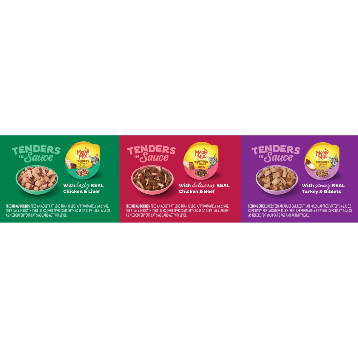 Meow Mix Poultry & Beef Favorites, Wet Food Variety Pack, 24 Cups