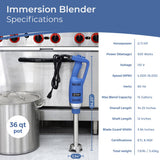TK Commercial Immersion Blender, 500 Watt/.5 HP Variable Speed Motor, 16,000 RPM Heavy Duty with Performance Assurance - 12"