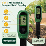 Grenebo 3-in-1 Soil Moisture Meter, Digital Plant Water Meter, Temperature & Sunlight Intensity Sensor, LCD Display Soil Tester for Gardening, Farming, Plant Care, Indoor & Outdoor Plants, 2 Pack