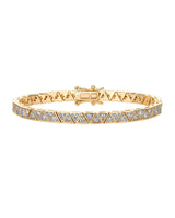 PAVOI 18K Yellow Gold Plated Simulated Diamonds Bezel Set Tennis Bracelets for Women - Cubic Zirconia Stones Trillion Statement Bride Gold Bracelet Stack - Size 6.5"