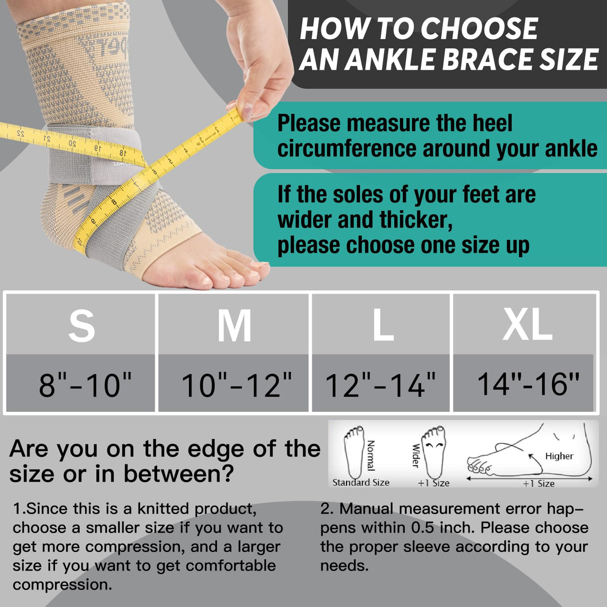 INDEEMAX Ankle Brace for Women & Men, Ankle Compression Sleeve Support Copper Infused Ankle Brace for Sprained Ankle, Plantar Fasciitis Sports, Achilles Tendonitis Pain Relief, Skin Silver, M