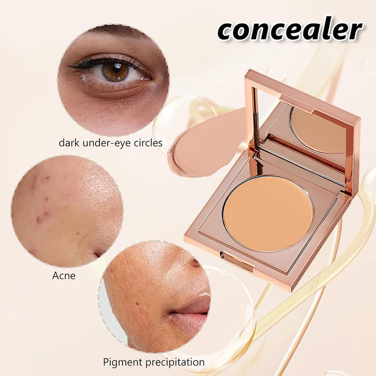 Colored Clay CC Undereye Corrector, Under Eye Color Corrector for Dark Circles with Brush, Under Eye Concealer,Conceal Hydrating Concealer for Women (1PCS-Natural)