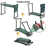 Garden Kneeler And Seat - Protects Your Knees, Clothes From Dirt & Grass Stains - Foldable Stool For Ease Of Storage - EVA Foam Pad - Sturdy and Lightweight - Bench Comes With A Free Tool Pouch!