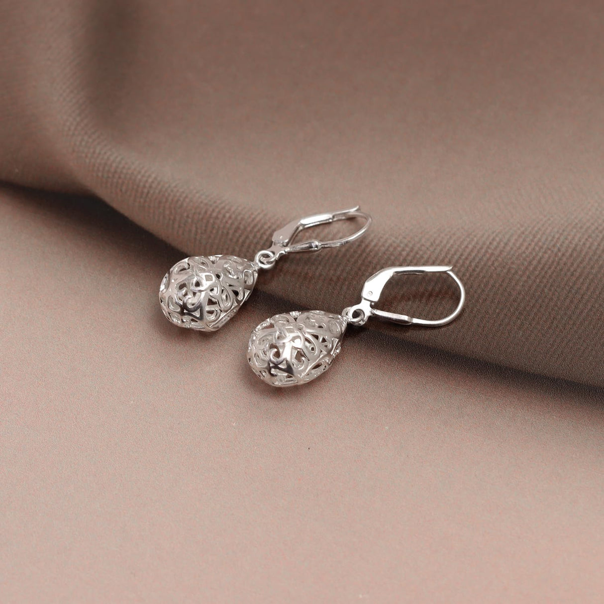 LeCalla 925 Sterling Silver Filigree Infinity Celtic Knot Leverback Earrings for Women | Tear Drop Dangler Silver Earrings | Women's Drop & Dangle Earrings 33mm