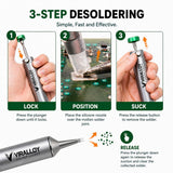 Solder Sucker Tool No Clog Silicone-Tip Manual Desoldering Pump Soldering Accessories for Solder Remover – Unrivaled Suction • No Power Needed • Ultra Low-Maintenance • Best-in-Class Desoldering Gun
