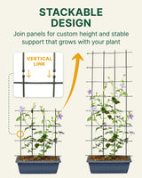 DAIM Multi Link Trellis Plant Support Garden Trellis for Climbing Plants Outdoor Plant Supports for Indoor Plants Stackable Fence Tower Modular L or V-Shape for Balconies & Gardens, Gray, 16 Pieces
