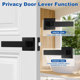 Estmoon 8 Pack Door Handles Black Interior Door Knobs, Keyless Privacy Door Levers with Lock Heavy Duty Door Handle for Bedroom Bathroom