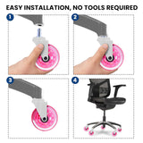Office Chair Wheels - Set of 5 Rollerblade-Style Casters, Smooth & Quiet Rolling, Protects Hardwood Floors & Carpets, Universal Fit, Durable and Long-Lasting - Pink