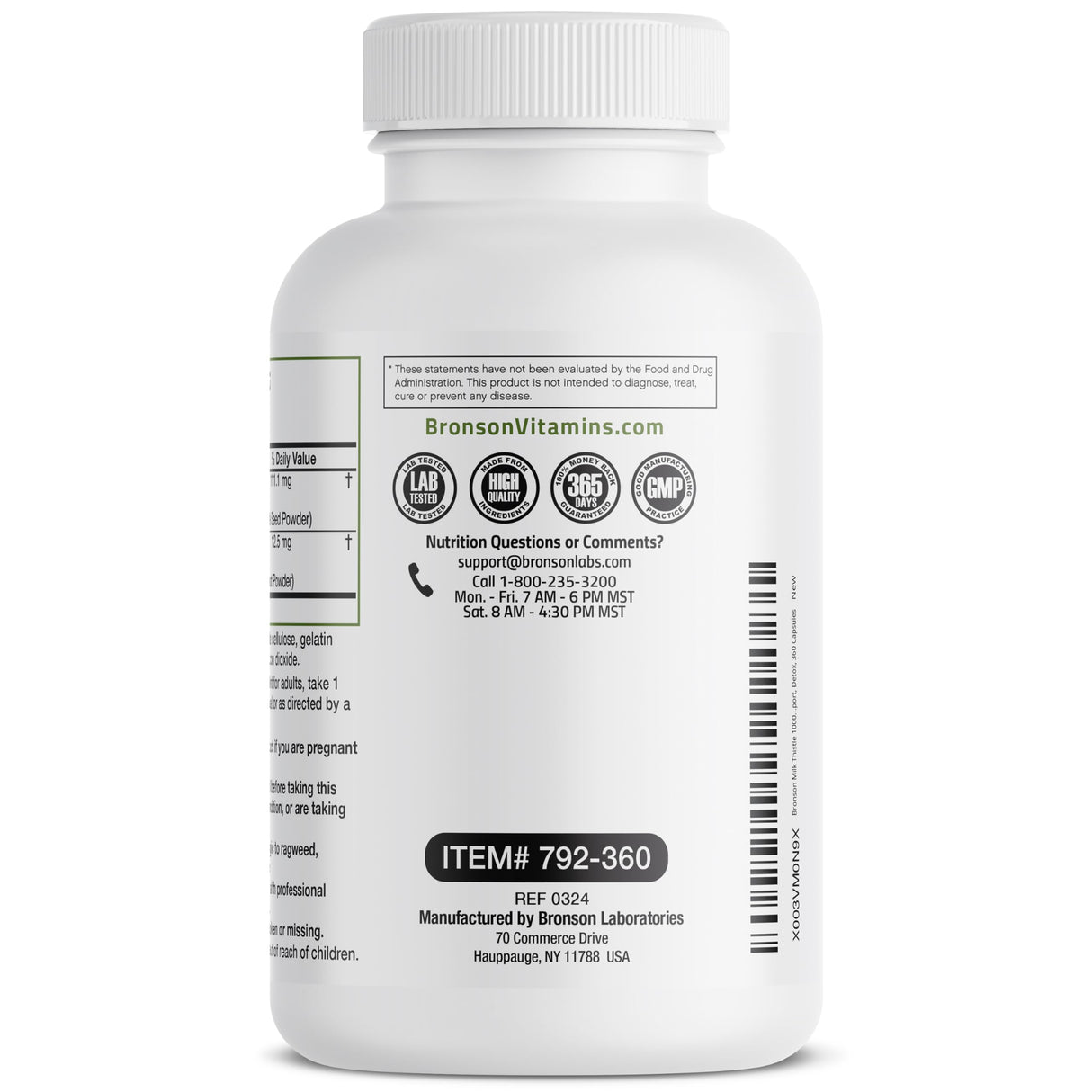 Bronson Milk Thistle Silymarin Marianum & Dandelion Root Liver Health Support, Antioxidant Support, Detox, 360 Capsules