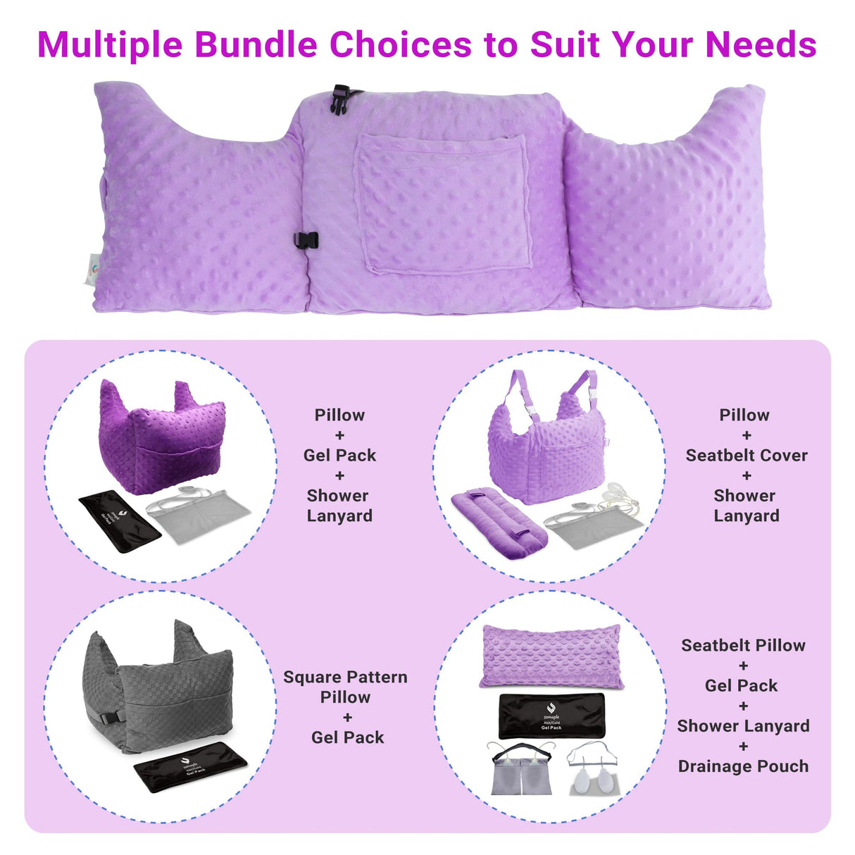 Zomaple Mastectomy Pillow - Post Surgery Pillow, Mastectomy Recovery Must Haves, Breast for After Heart Surgery, Reduction & Augmentation Patients Sleeping, Recovery Seatbelt Protection-Surgery Gift