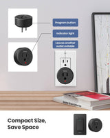 Zoiinet Remote Control Outlet Plug Switch, Buckle Design & Removable Wireless Light Switch, 300 ft, 1500W On Off Power Switch for Household Appliances, No Wiring No WiFi, Programmable, Black