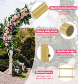 Queension Extra Large Wedding Arch for Ceremony 8.5Ft Wide 7.4Ft High for Large Space, Metal Arches Backdrop Stand with Ground Stakes and Sandbags for Party Supplies, Garden Trellis, Gold