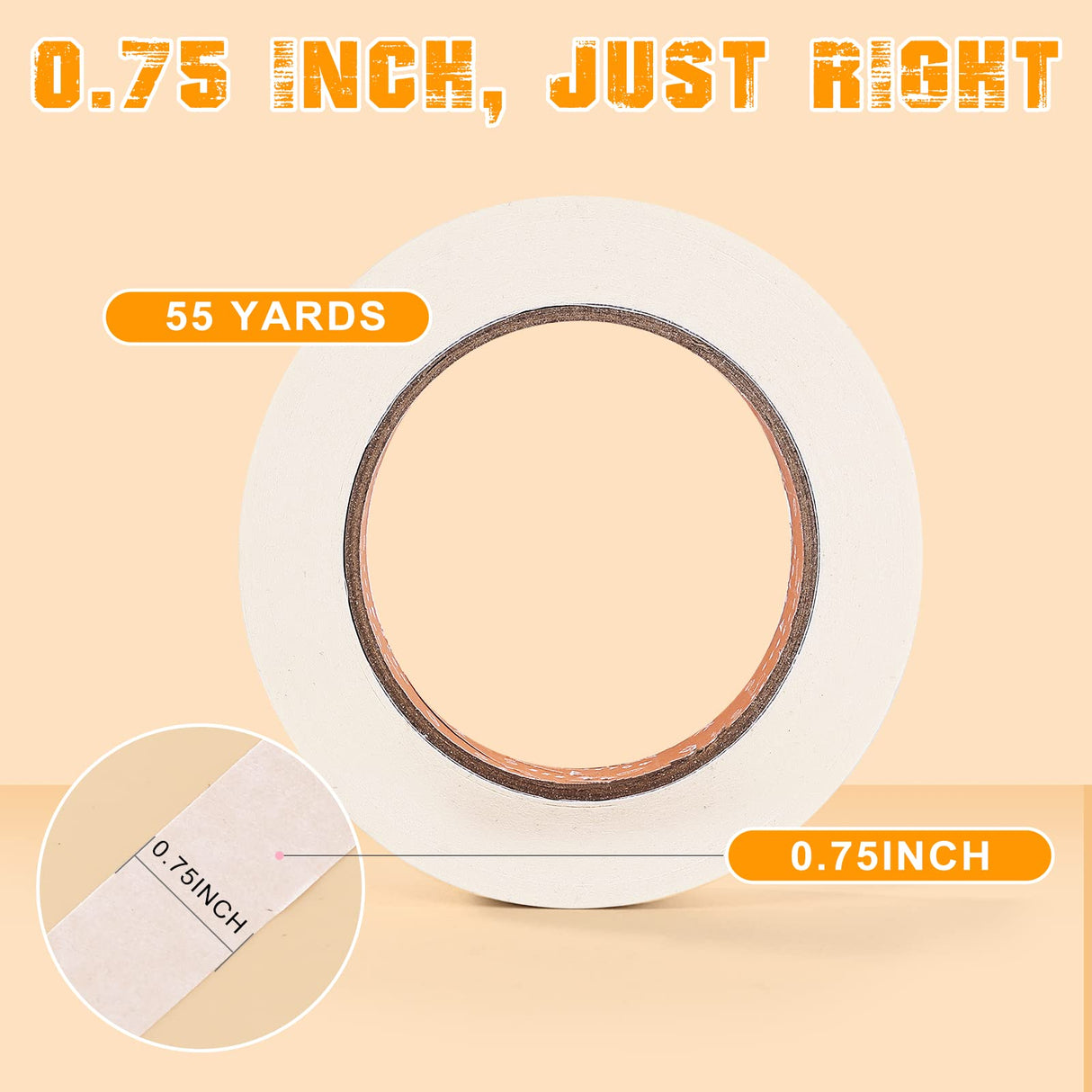 SEBETOW Masking Tape Bulk 20 Packs 0.75 Inch - Masking Tapes Artist Drafting Tapes White Beige, General Purpose for Craft, Art, Office, School, 3/4 Inch x 55 Yards x 10 Rolls