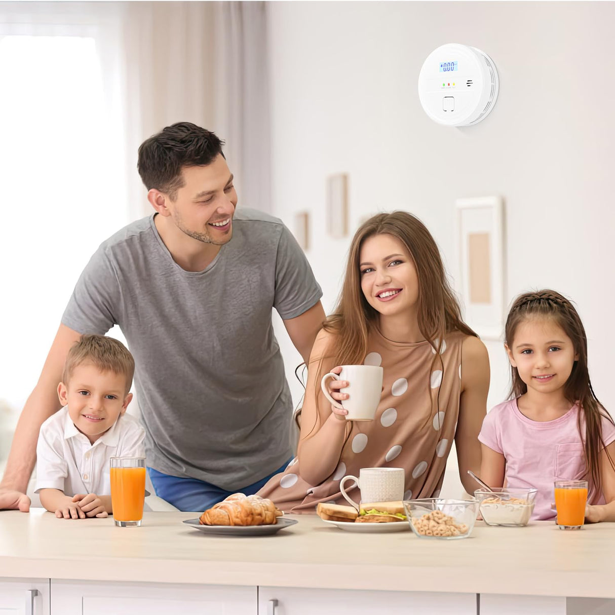 4 Packs Smoke & Carbon Monoxide Detector Battery Operated,2-in-1 Smoke Detector Carbon Monoxide Detector Combo,Smoke Alarm with Digital Display for Home