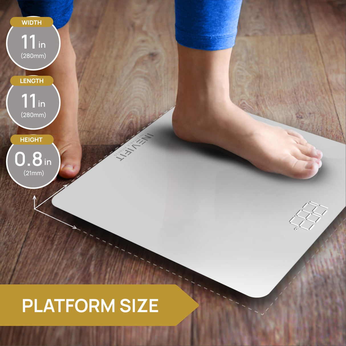 INEVIFIT Bathroom Scale, Highly Accurate Digital Bathroom Body Scale, Measures Weight up to 400 lbs. Includes Batteries