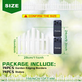 CooTentler Garden Edging Border No-Dig 13FT White 9.3 Inch Tall Landscape Edging with 14pcs Stakes for Decorate the Garden