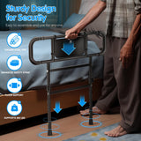 FORTEMOTUS Bed Rails for Elderly Adults Safety Foldable - Heavy Duty Bed Assist Rails for Senior, with Extendable Bed Guard Rails, Adjustable Heights, Storage Pocket& Safety Belt, can Withstand 450LB