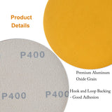 Aiyard 6-Inch No-Hole Hook and Loop Sanding Discs 400-Grit, Random Orbital Sandpaper for Automotive and Woodworking, 100-Pack