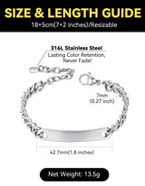 ChainsHouse Custom Name ID Bracelet Stainless Steel Cuban Chain Gift Women Personalized Engrave Bracelets for Men 7mm