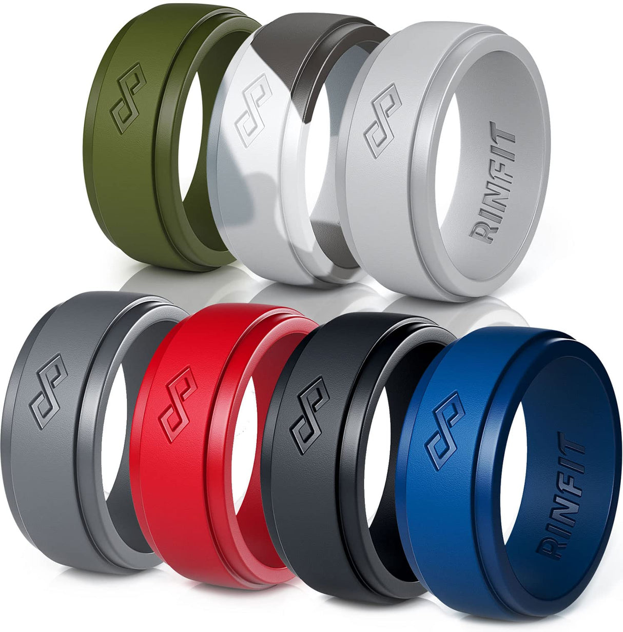 Rinfit Silicone Wedding Band for Men, Infinity - Pack C, Size 10