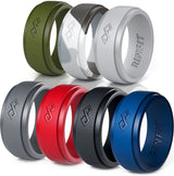 Rinfit Silicone Wedding Band for Men, Infinity - Pack C, Size 10