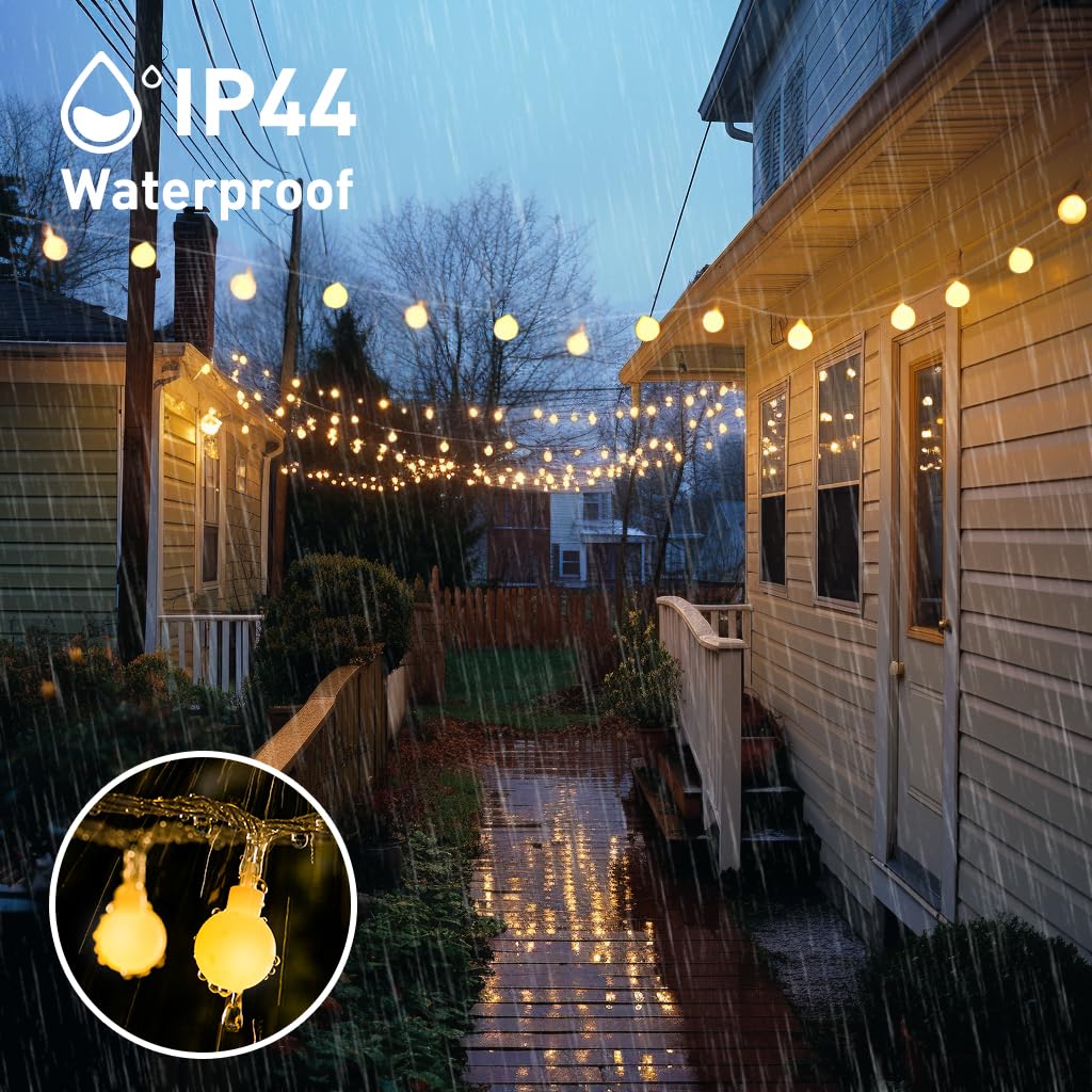 100ft Globe String Lights Indoor Outdoor Waterproof, 200 LED Christmas fairy Lights Plug in with Remote, Connectable Hanging Lights for Bedroom Classroom Camping Patio Wedding Garden Decor, Warm White