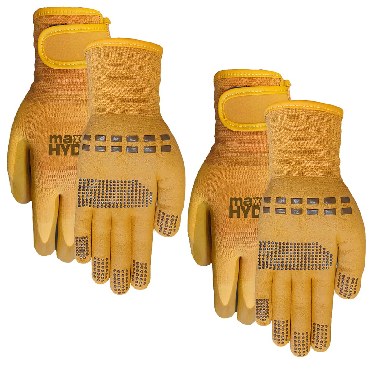 Midwest Gloves 2 pack of Men's Large/Extra Large Max Hyde Gloves, Gold With Brown Dots, 98P02-LX-DS