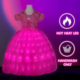 UPORPOR Light Up Pink Princess Dresses for Girls Halloween Costumes Dressing Up Clothes for Little Girl Kids Party Christmas, 130
