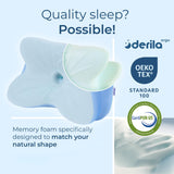 Derila Ergo Cervical Neck Pillow for Sleeping Pillow Contour Memory Foam Pillows for Back, Side Sleeper Pillows 21.25 x 14.17 x 4.72 inches