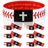 Landical 6/12 Pcs Softball Baseball Bible Verse Bracelets with NFC Technology for Women Men Teen Team Religious Christian Scripture Bracelet Tap-to-read with Phone Baptism Gift(12 Pcs,White,Baseball)