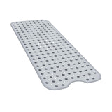 YINENN Bath and Shower Safety Mats 40x16 inch, Non Slip with Suction Cups for Bathroom Stall and Tub Floor, Extra Large and Machine Washable, Drain Holes Keep Bathtub Clean, Clear Gray