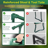 Saker Garden Kneeler and Seat Foldable Gardening Stool with Extendable Legs & Thickened Pad, Tool, Heavy Duty 400lbs Support for Elderly, Gardening, Outdoor Use