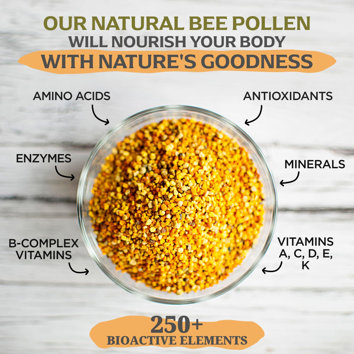 Jamie’s Hive to Table Raw Bee Pollen, 10 oz – 100% Pure Bee Pollen – Harvested from Flowers, Naturally Dried for Freshness – Great for Smoothies, Oatmeal & Recipes
