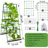 Heavy Duty Cucumber Trellis Thickened for Raised Garden Bed,48"x16" Foldable Frame Metal Vegetable Trellis for Climbing Plants Outdoor Plant Support for Grape Tomato Peas, Fruit, Vine,Bean(1 Pack)