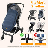 Zooawa Stroller Bunting Bag Universal, Waterproof Baby Stroller Footmuff, Christmas Gift Stroller Sleeping Bag for Cold Weather, Extra Thick, Fits 6-36 Months Baby, Dark Blue