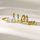 4Pairs Statement Small Gold Huggie Hoop Earrings for Women Trendy,Surgical Steel Gold Plated Hoop Hypoallergenic Earrings Set,Titanium Hoops Earring Stacks,CZ Cartilage Huggie Hoops Earring Gifts