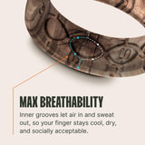 Groove Life Men's Silicone Ring, Breathable Wedding Band, Burled Walnut 10