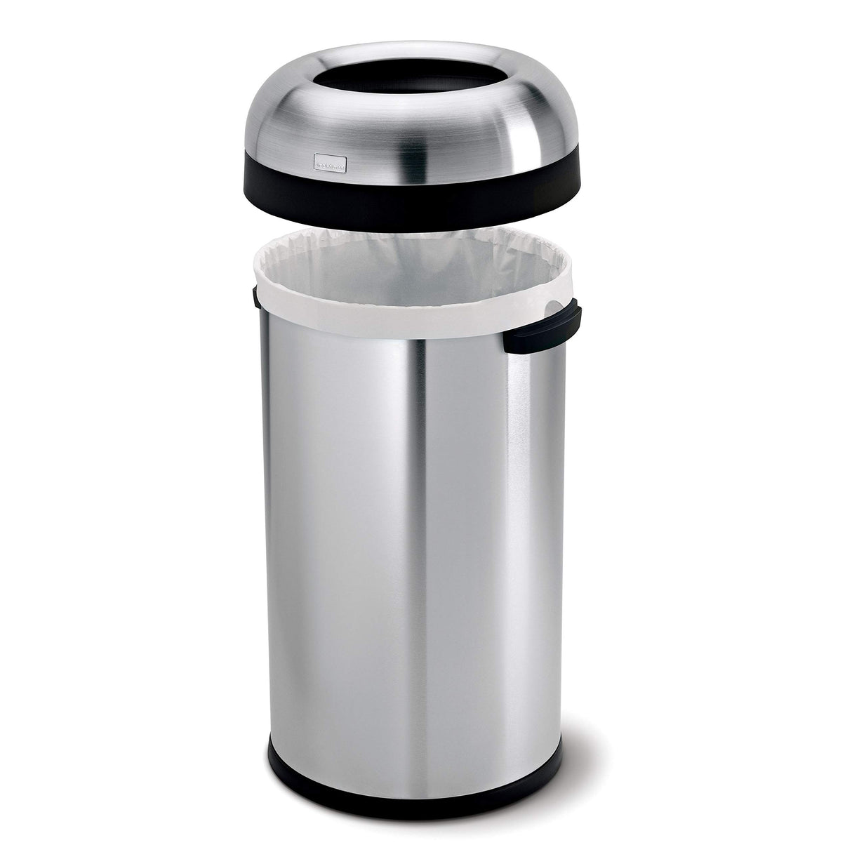 simplehuman 60 Liter / 16 Gallon Bullet Open Top Trash Can, Commercial Grade Heavy Gauge, Brushed Stainless Steel
