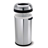 simplehuman 60 Liter / 16 Gallon Bullet Open Top Trash Can, Commercial Grade Heavy Gauge, Brushed Stainless Steel