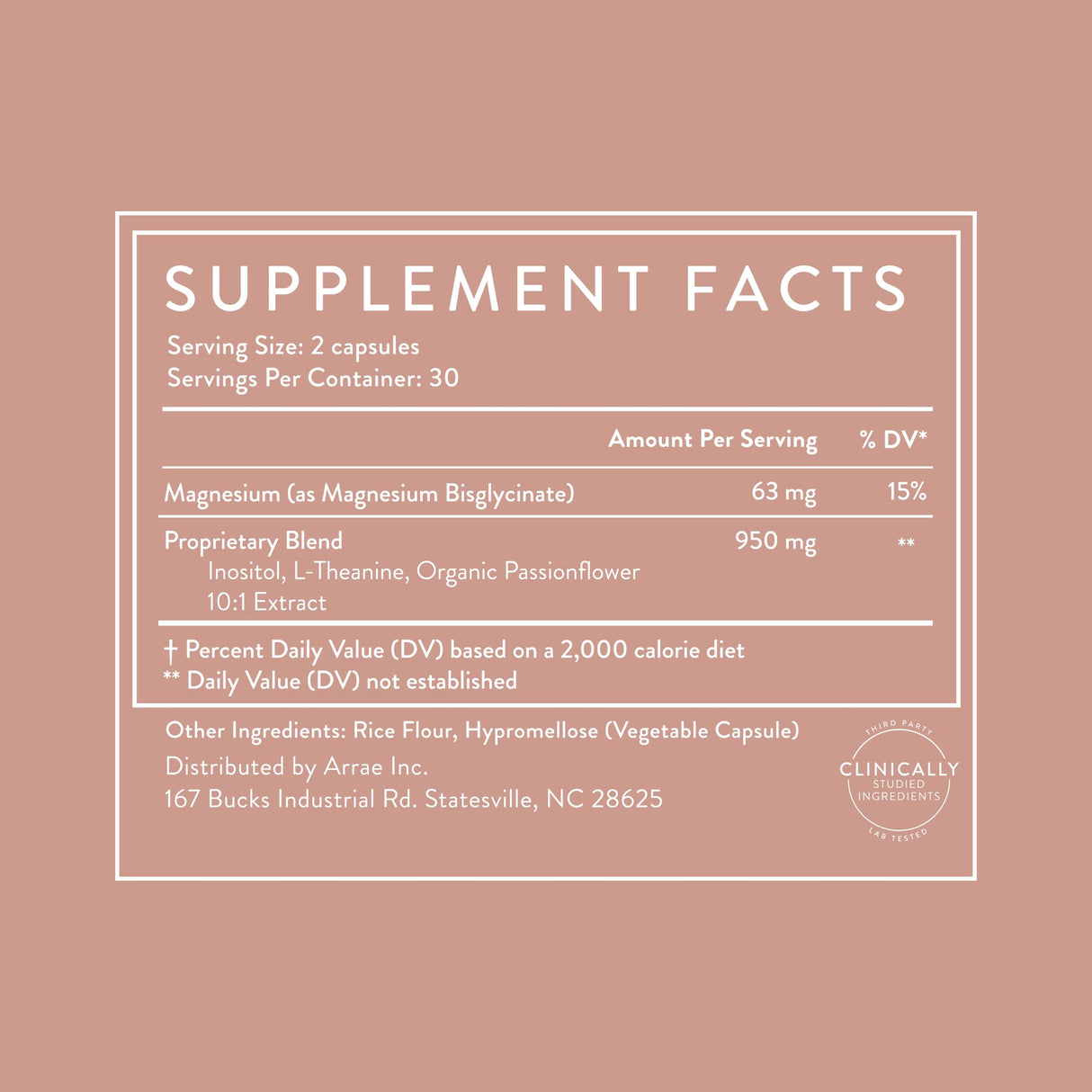 Arrae Calm Cortisol Manager - 60 Stress & Panic Relief Capsules - Mood Support Supplement w/L-Theanine, Inositol, Passionflower, & Magnesium to Help You Feel Zen