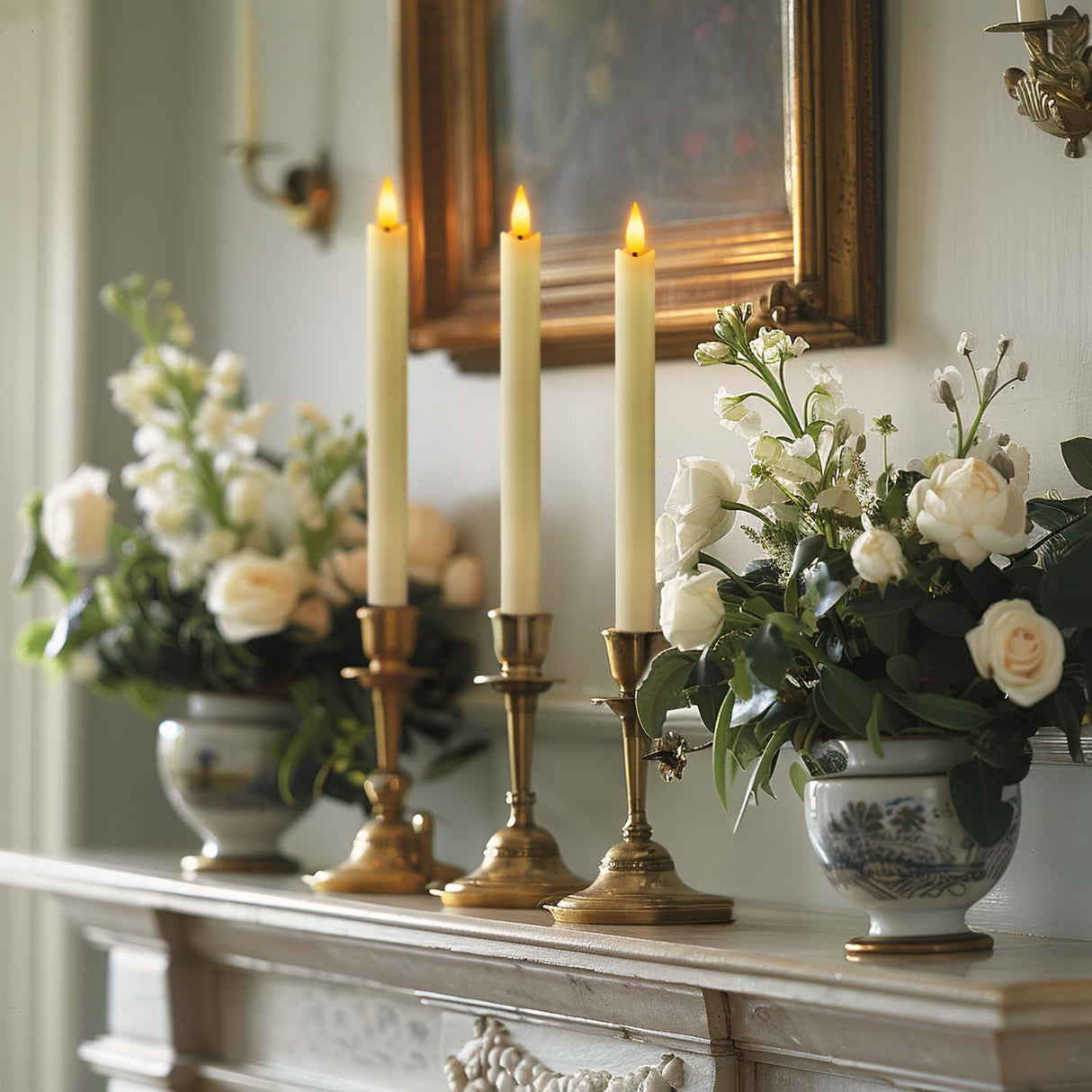 Homemory Rechargeable Flameless Taper Candles, Real Waxy LED Candlesticks Flickering, Battery Operated Candles with Remote Timer, 9.6 Inches for Home Wedding Christmas Decor, 6 Pcs, Ivory