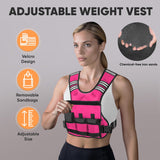 APEXUP Adjustable Weighted Vest, 4-10lb/12-18lb/20-32lb Vest with 6 Ironsand Weights and Large Pocket, Weight Vest for Men Women Strength Training, Running, Walking (12-18lb, Pink)