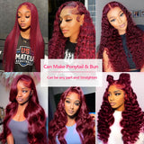 22inch 99j Burgundy Lace Front Wigs Human Hair Pre Plucked 180% Density 13x6 Body Wave HD Transparent Lace Frontal Glueless Wigs Human Hair Red Wigs For Black Women Natural Hairline with Baby Hair