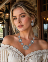 TOPACC Western Jewelry Set for Women Metal Vintage Western Necklace with Earrings Cowgirl Jewelry‌ for Country Concert Outfit