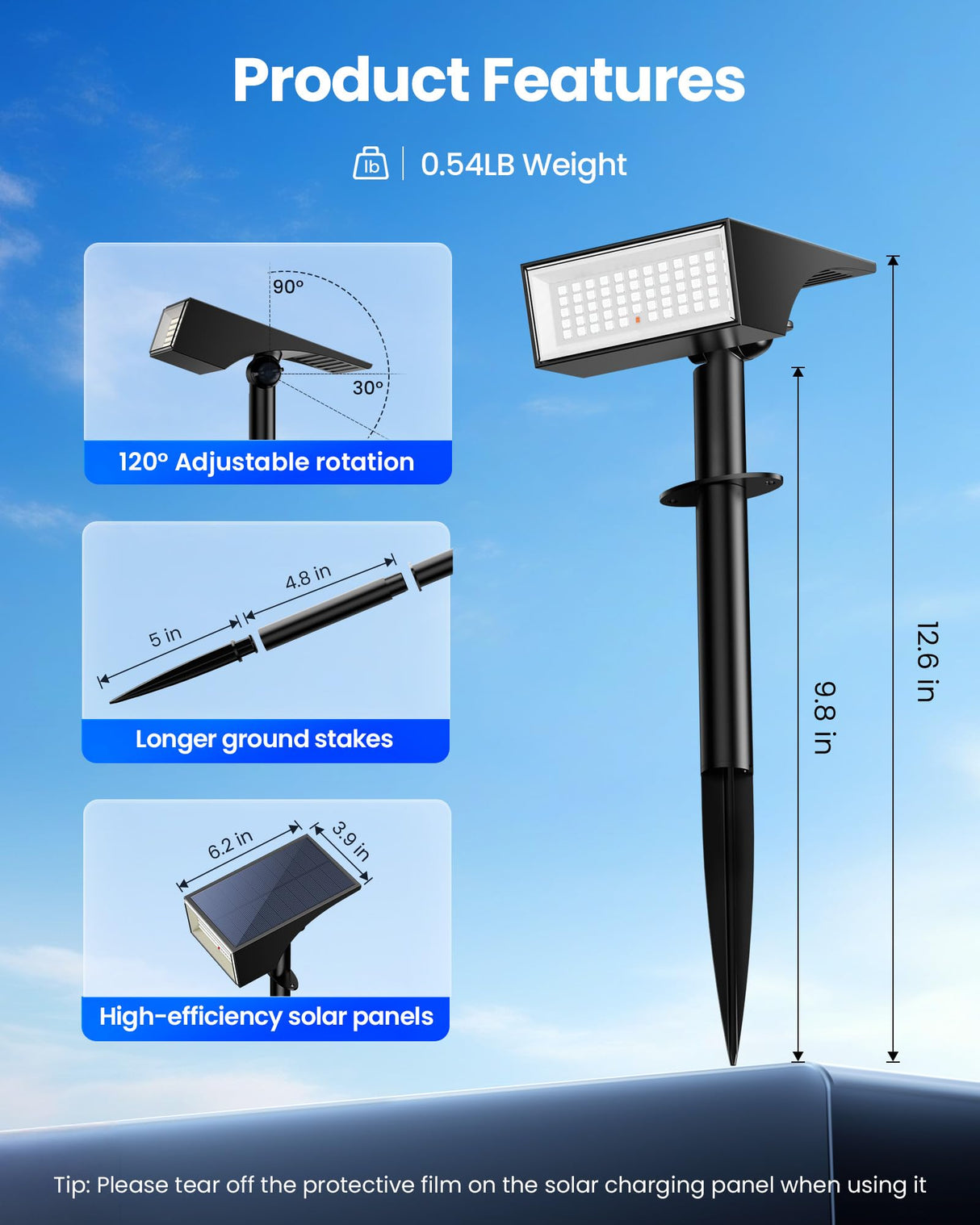 Koicaxy Solar Lights Outdoor Waterproof 4 Pack IP65, 9 Light Modes, Higher Charging Efficiency, Auto On/Off Solar Spotlights for Outside Garden Decor Yard Pathway Patio Holiday Christmas - RGB Light