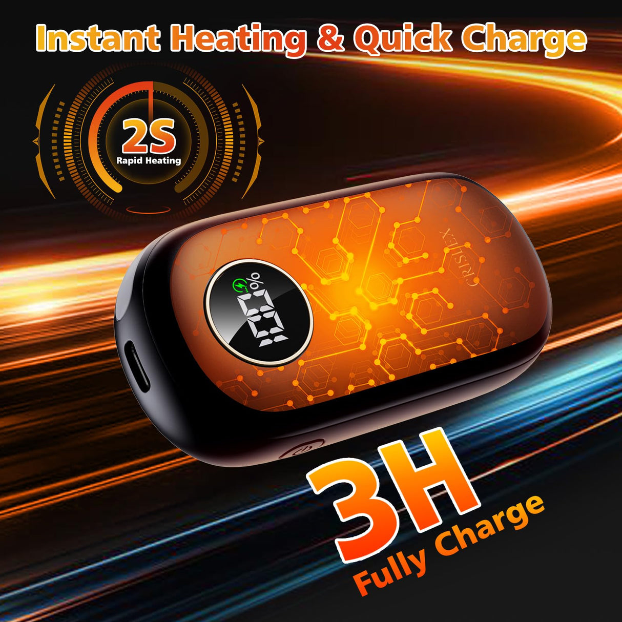 Hand Warmers Rechargeable, Dual-Sided Heating with LED Display, Flashlight, 4 Heating Levels Electric Pocket Heater for Raynauds, Golf, Camping, Hunting, Gifts for Christmas Men Women