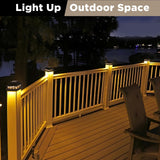 Solar Post Cap Lights Outdoor 16-Pack, Black Waterproof Solar Powered Deck Fence Lights Fit 4x4 Wood/Vinyl Posts, Bright Warm White for Patio, Porch