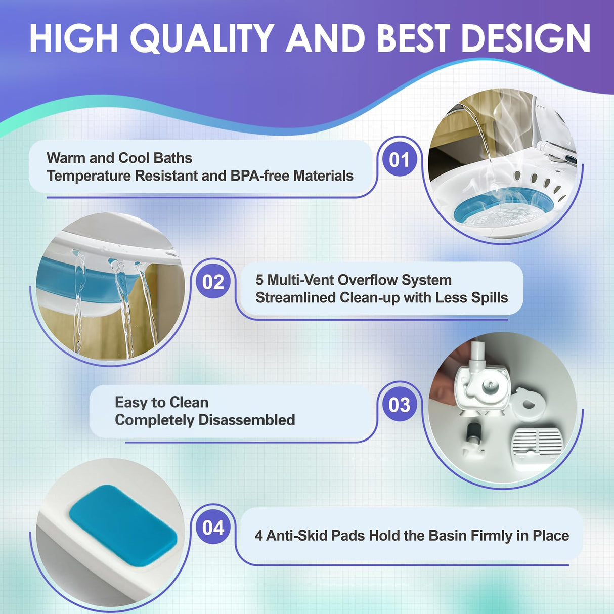 Electric Sitz Bath, Sitz Bath for Hemorrhoids, Sitz Bath for Toilet Seat, Postpartum Care, Perineum Relief - Collapsible, Wide Seat, Deeper Bowl - Use w/Sitz Bath Salt
