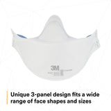 3M Aura Particulate Respirator 9205+, N95, Pack of 20 Disposable Respirators, Individually Wrapped, 3 Panel Flat Fold Design Allows for Facial Movements, Comfortable, NIOSH Approved, Smoke