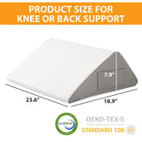Ruqmuis Knee Wedge Pillow, 8” Knee Pillow for Back Sleeping, Leg Pillow, Triangle Pillow for Knee Support, Bolster Pillow for Legs, Post Surgery Recovery, Back Hip Ankles Pain Relief, White/Grey
